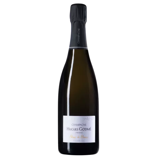 Bouteille de Champagne Hugues Godmé Extra-Brut Premier Cru Blanc de Blancs BIO, vue de face