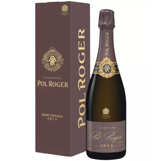 Bouteille de Champagne Pol Roger Rosé 2015, vue de face, étiquette visible