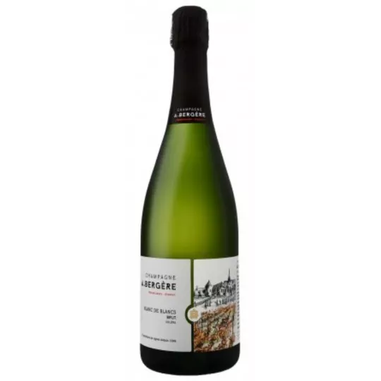 Bouteille de Champagne A. Bergère Soléra Blanc de Blancs Brut, vue de face