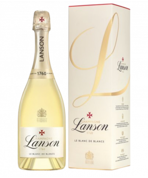 Champagne Lanson - Coffret Blanc de Blancs + 2 flûtes - Bouteille 75CL -  Coffret