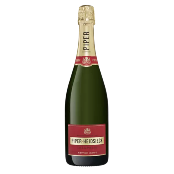 Bouteille élégante de Champagne Piper-Heidsieck Brut, une expérience sensorielle raffinée.