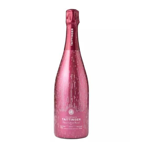 Bouteille de Champagne Taittinger Nocturne Rosé, rosé d'assemblage, vue de face