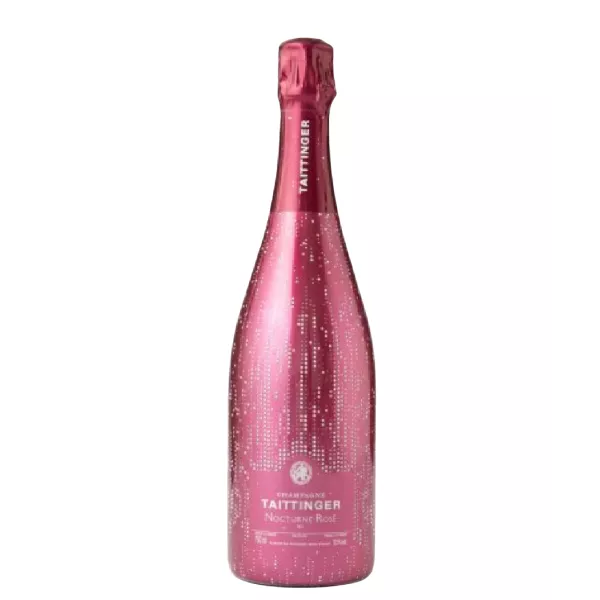 Bouteille de Champagne Taittinger Nocturne Rosé, rosé d'assemblage, vue de face