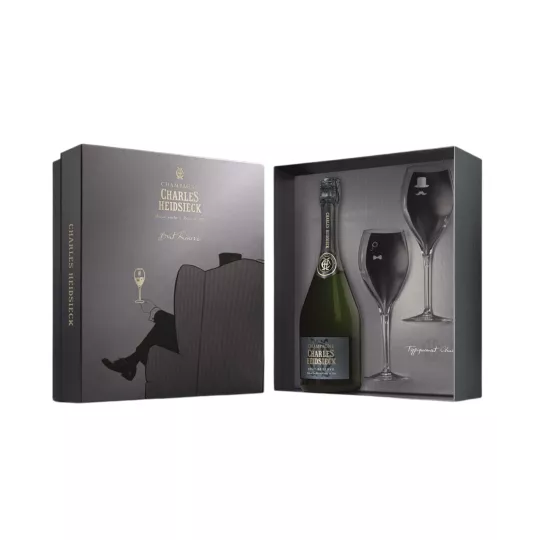 Coffret Champagne CHARLES HEIDSIECK Brut Réserve et 2 flûtes