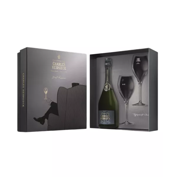 Coffret Champagne CHARLES HEIDSIECK Brut Réserve et 2 flûtes