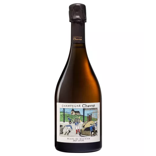 Bouteille de Champagne Chavost Blanc de Meunier Brut Nature, vue de face