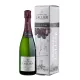 Bouteille de Champagne Lallier Blanc de Noirs Brut Grand Cru 75cl, étiquette blanche, avec son étui illustré.