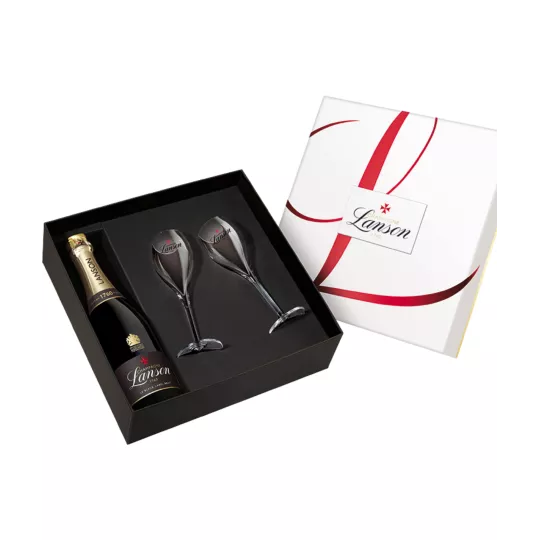 coffret LANSON avec 2 flûtes de champagne Black Label
