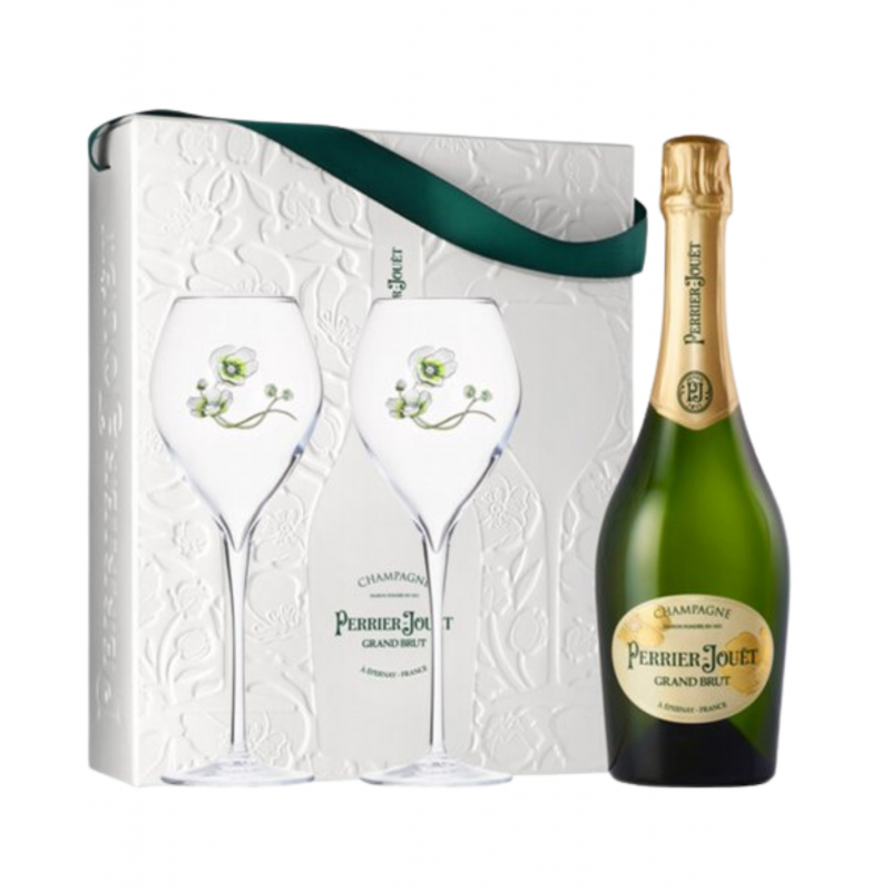 Coffret champagne PERRIER-JOUËT Grand Brut avec 2 flûtes