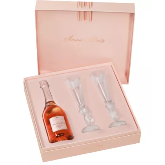 Coffret champagne DEUTZ Amour De Deutz Rosé 2013 avec 2 flûtes