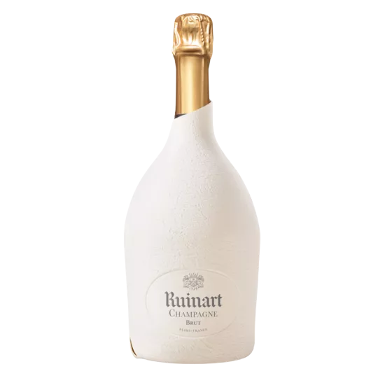 Bouteille de Champagne R de Ruinart avec étui Seconde Peau recyclable