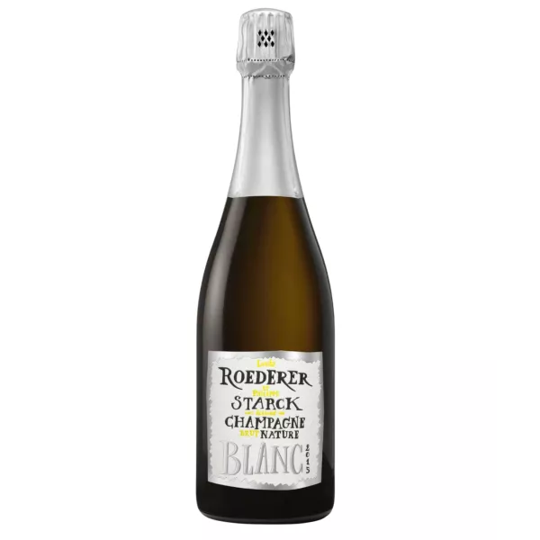 Bouteille de Champagne Louis Roederer Brut Nature 2015, étiquette blanche, vue de face