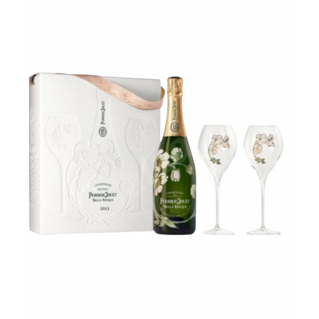 Coffret champagne PERRIER-JOUËT Belle Epoque 2014 avec 2 flûtes