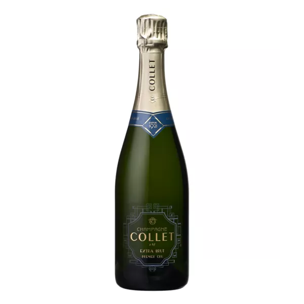 Bouteille de Champagne Collet Extra Brut Premier Cru, vue de face