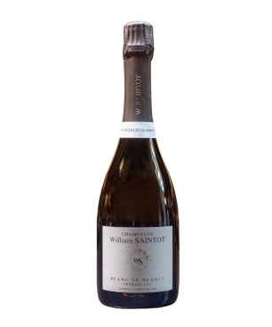 Bouteille de Champagne William Saintot Blanc de Blancs, une symphonie pétillante de saveurs.