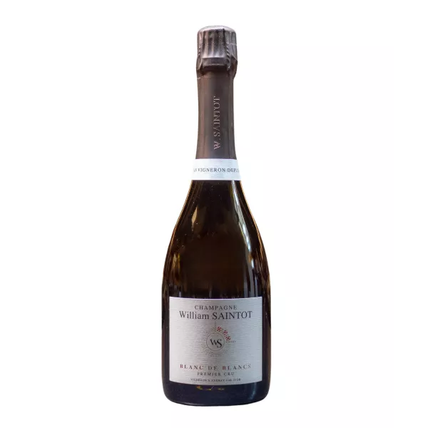 Bouteille de Champagne William Saintot Blanc de Blancs, une symphonie pétillante de saveurs.