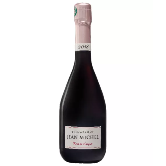 Bouteille de Champagne Jean Michel Rosé de Saignée 2018, rosé intense, vue de face