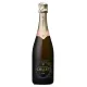 Bouteille de Champagne Collet Brut Rosé 75cl, vue de face, étiquette noire et capsule dorée