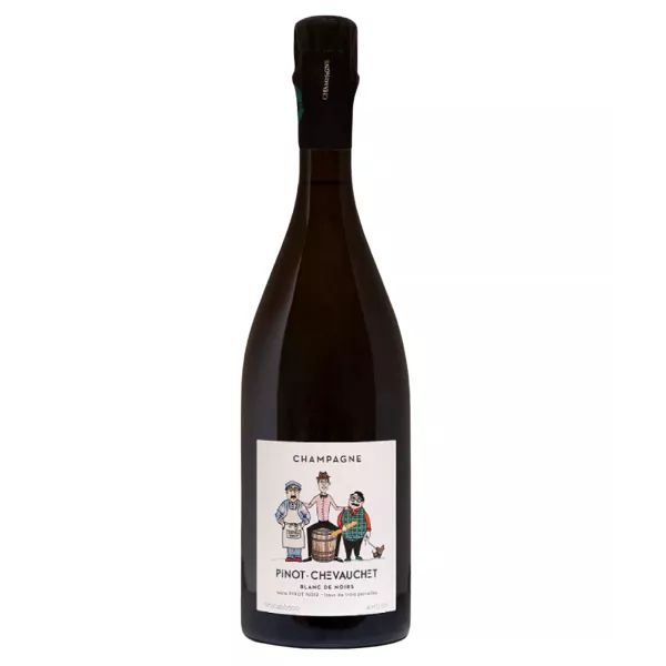 Bouteille de Champagne Pinot Chevauchet Blanc de Noirs Extra-Brut, vue de face