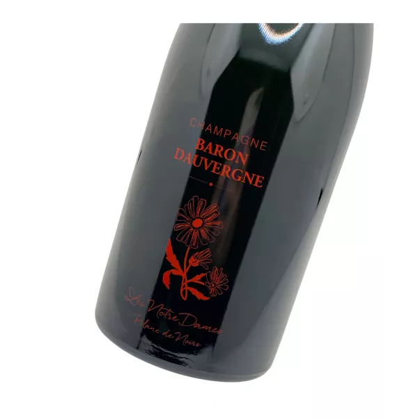 Etiquette bouteille de Champagne Blanc de noirs Baron Dauvergne Les Notre Dames