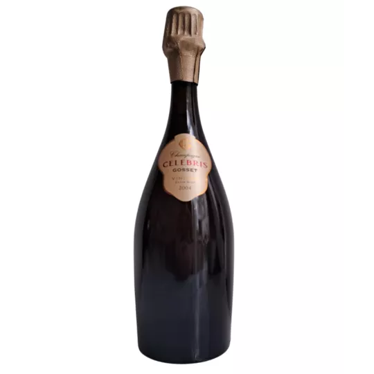 Champagne Gosset Célébris Millésime 2004 Extra-Brut, bouteille élégante vue de face
