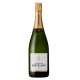 Bouteille de Champagne Castelnau Brut, étiquette blanche et capsule dorée, vue de face
