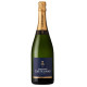 Bouteille de Champagne Castelnau Extra-Brut, étiquette bleue et dorée, vue de face