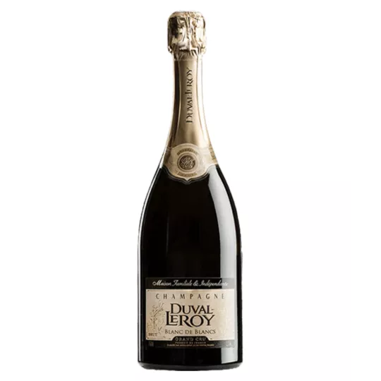 Bouteille de Champagne Duval-Leroy Blanc de Blancs Grand Cru, vue de face