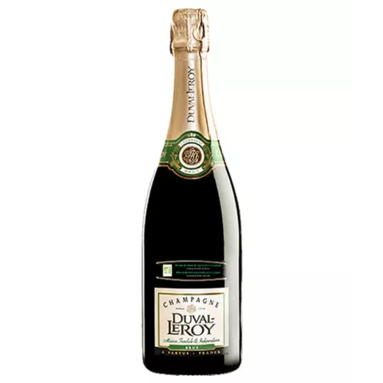 Champagne Duval-Leroy Brut AB Bio, bouteille verte, vue de face