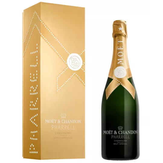 Bouteille de Champagne Moët & Chandon Brut Impérial Édition Limitée Pharrell Williams Gold, vue de face