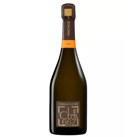 Bouteille de Champagne Patrick Boivin Le Clos 667 Millésimé 2011, vue de face, étiquette noire et dorée