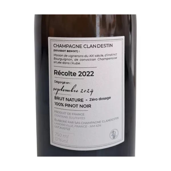 Campagne Clandestin cuvée Austral 2022