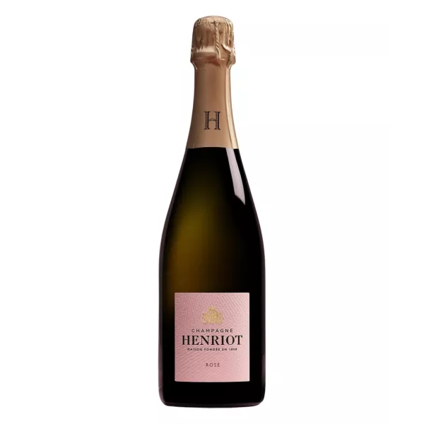 Bouteille de Champagne Henriot Brut Rosé – robe saumonée et fine effervescence