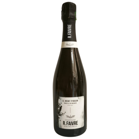 Bouteille de Champagne R. Faivre Le Mont Pinson – Pinot Meunier, robe rosée, cuvée extra‑brut.