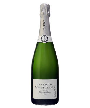 Bouteille de Champagne Nominé-Renard Blanc de Blancs 100 % Chardonnay – cuvée élevée sur lies, robe dorée et bulles fines