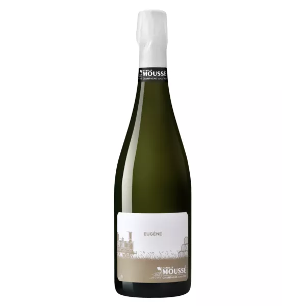 Bouteille de Champagne Moussé Fils L'Or d’Eugène avec étiquette noire et dorée