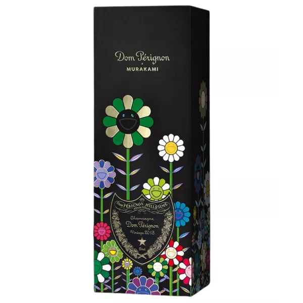 Détail de l’étiquette Dom Pérignon 2015 édition Murakami – Champagne millésimé d’exception