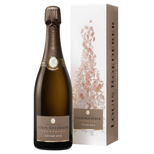 Bouteille de Champagne Louis Roederer Brut Millésime 2016 – cuvée vintage équilibrée de Pinot Noir et Chardonnay