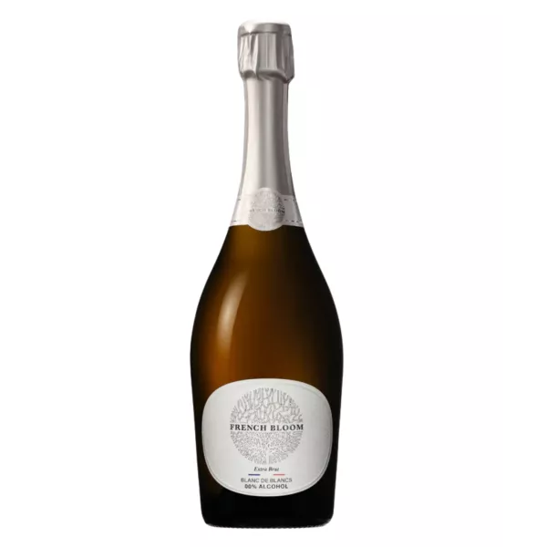 Bouteille de French Bloom Extra Brut – vin effervescent 0 % alcool blanc de blancs bio
