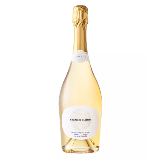 Bouteille de French Bloom Le Blanc vin effervescent sans alcool bio, certifié vegan et halal