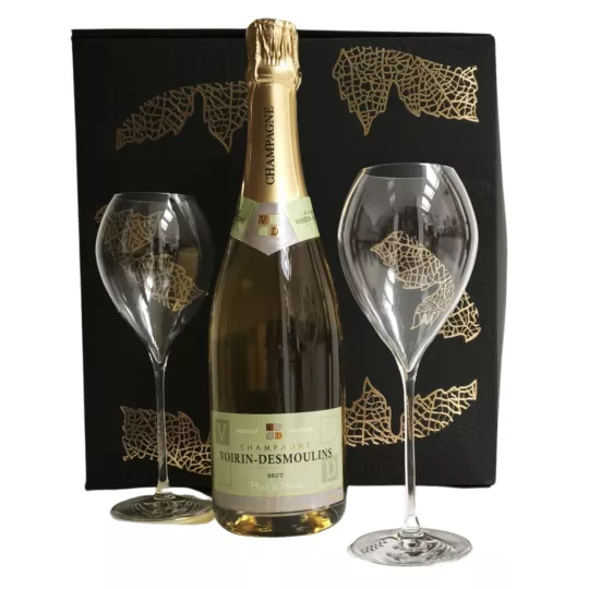 Coffret Champagne Blanc de Blancs Voirin-Desmoulins + 2 flûtes