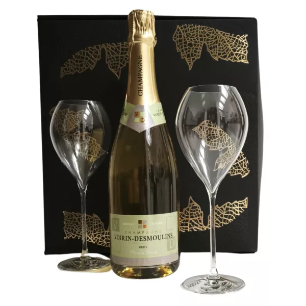 Coffret Champagne Blanc de Blancs Voirin-Desmoulins + 2 flûtes