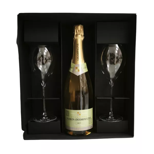 Coffret Champagne Blanc de Blancs Voirin-Desmoulins + 2 flûtes