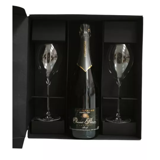 Coffret Champagne Ouriet-Pâture Brut Grand Cru avec deux flûtes Lehmann 30 cl