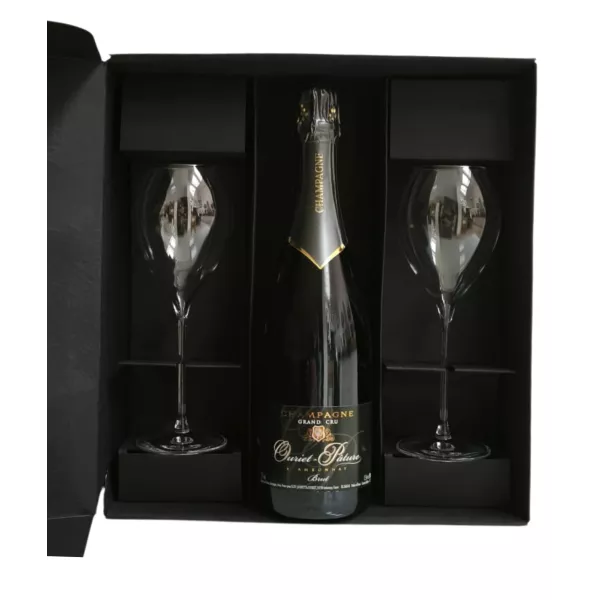 Coffret Champagne Ouriet-Pâture Brut Grand Cru avec deux flûtes Lehmann 30 cl