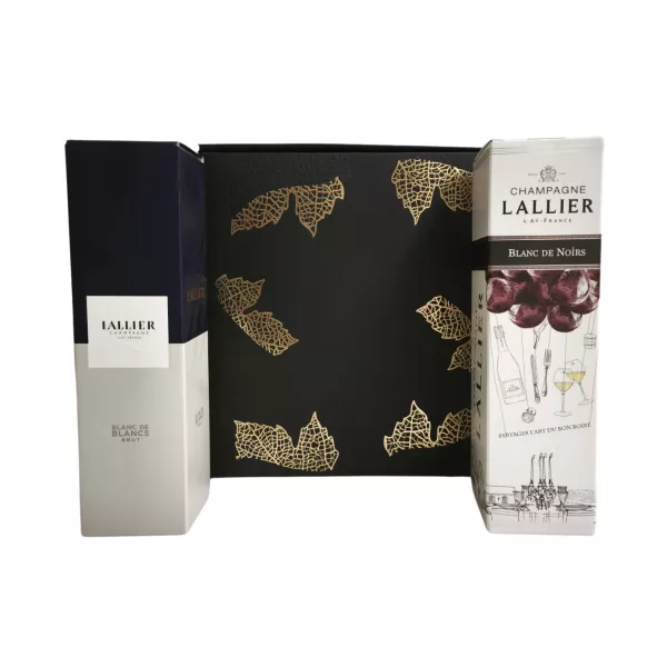 Coffret Champagne Lallier avec cuvées Blanc de Blancs et Blanc de Noirs