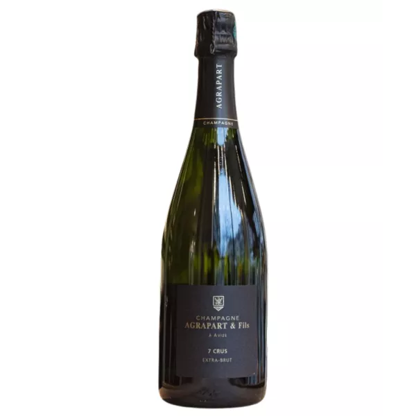 Bouteille de Champagne Agrapart 7 Crus Extra Brut, assemblage de sept villages, Chardonnay majoritaire.