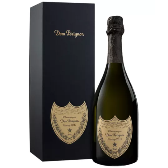 Champagne Dom Pérignon 2017 bouteille brut millésimé avec coffret noir élégant
