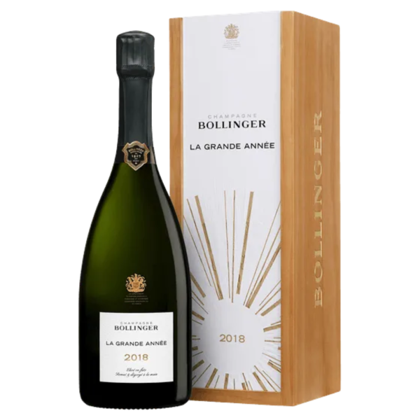 Bouteille de Champagne Bollinger La Grande Année Millésime 2018 en coffret bois