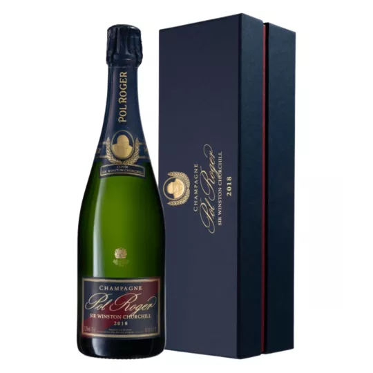 Bouteille de Champagne Pol Roger Cuvée Sir Winston Churchill millésime 2018 avec son coffret